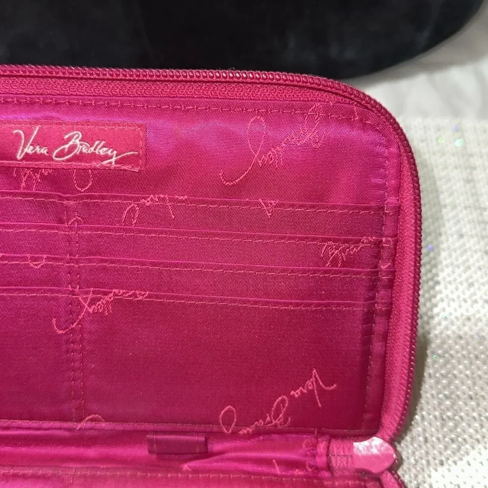 Vera Bradley Fuchsia Green Purple Paisley Wristlet Wallet - Picture 12 of 12